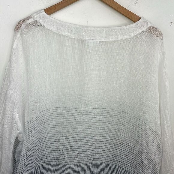 Pure Jill Linen Top Ombre Striped Kimono Oversized size Small white and blue - Picture 7 of 12